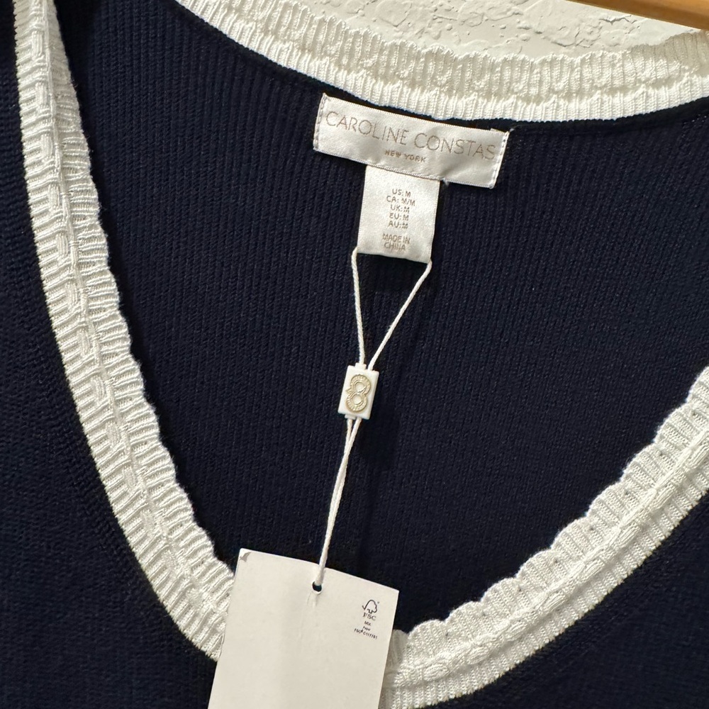 Caroline Constas Navy & White Knit dress - Picture 2 of 6